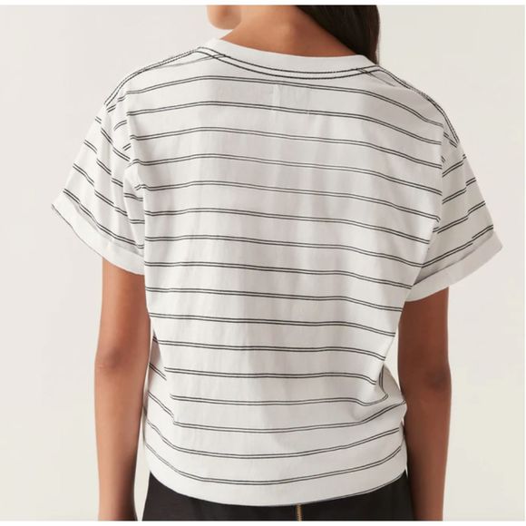 NWOT Aje Classic Embellished Logo Tee Spellout Beaded Graphic T Striped L - Picture 3 of 12